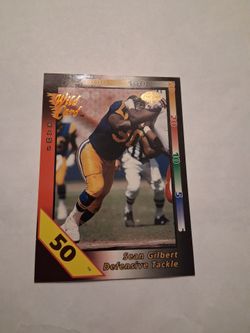1992 Sean Gilbert, Gold Parallel Wild Card, Red Hot Rookies, Card # 19 of 50, 50 Stripes