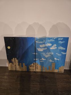 Houston hand painted skyline