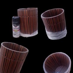 Zebra Wood Waste Basket 