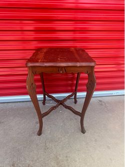 Antique wood side table. 26" tall, 16" wide
