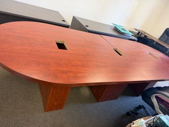 Cherry Wood Conference Table with Cable Grommets