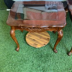 Two Thomasville Glass End Tables 