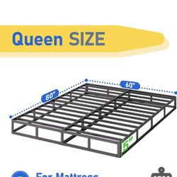 Queen Bed Box Spring 5 Inch High, Low Metal Bed Frame 