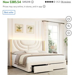 Homfa King Size LED Bed Frame with 2 Drawer Storage,