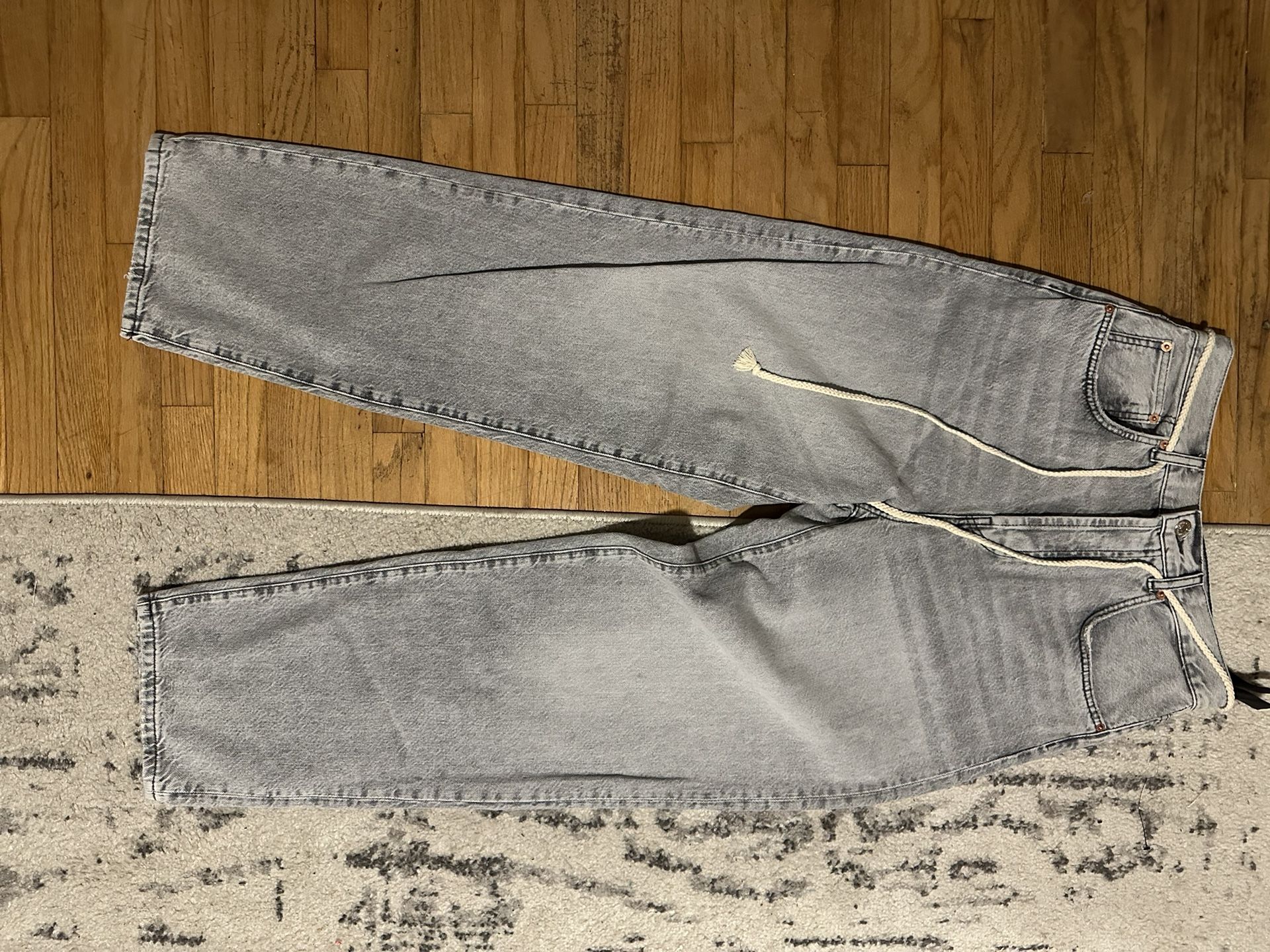 Zara Jeans String Gray Baggy