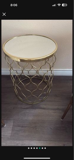Gold Metal Round Side Accent Table