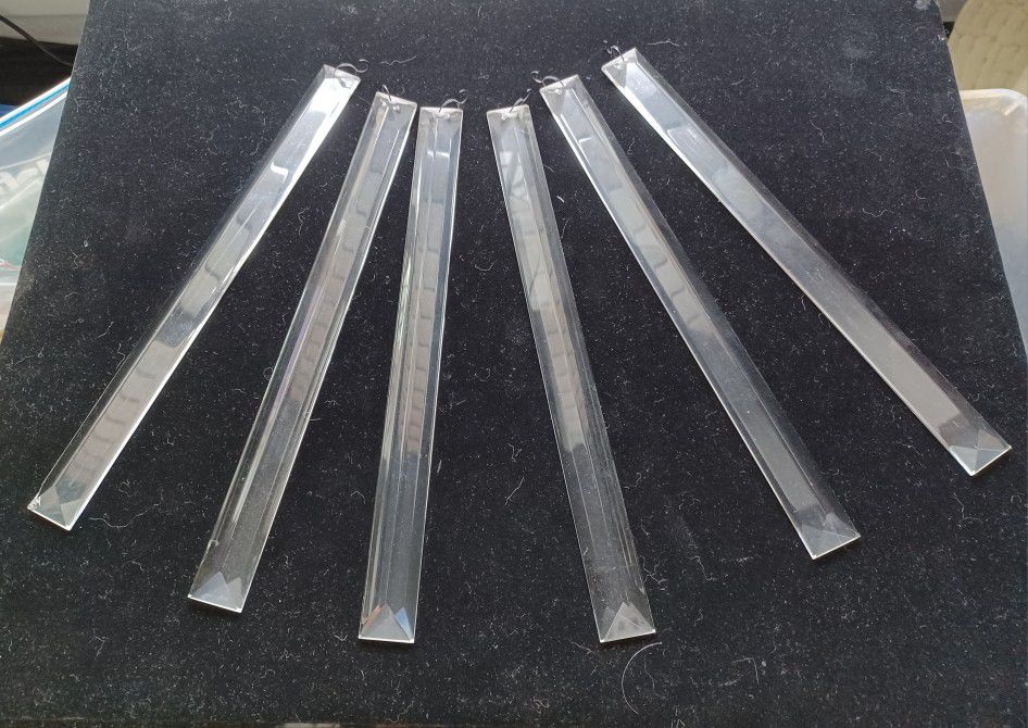 Lot 6 Large Vertical Triangle Prisms 10 Inches