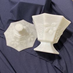 Vtg. 1960’s Anchor Hocking Milk Glass. Raised Grape Design. 