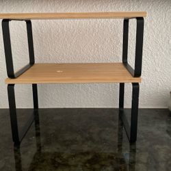 Cabinet Organizer Shelf, Set of 2 Kitchen Counter Shelves, Kitchen Storage, Spice Rack, Stackable, Expandable