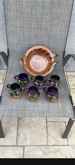 Mexican  Serving Dish and Mugs