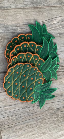 Set of 4 pineapple coasters