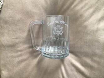 United Air Force clear glass mug