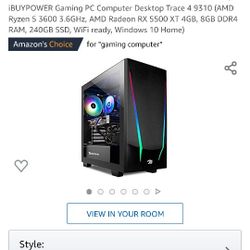 iBUYPOWER Gaming PC Computer Desktop Trace 4 9310 (AMD Ryzen 5 3600 3.6GHz, AMD Radeon RX 5500 XT 4GB, 8GB DDR4 RAM, 240GB SSD, WiFi ready, Windows 10