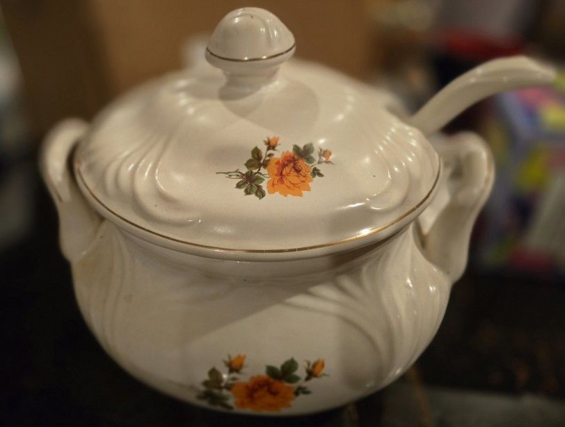 Vintage Soup Tureen With Ladle