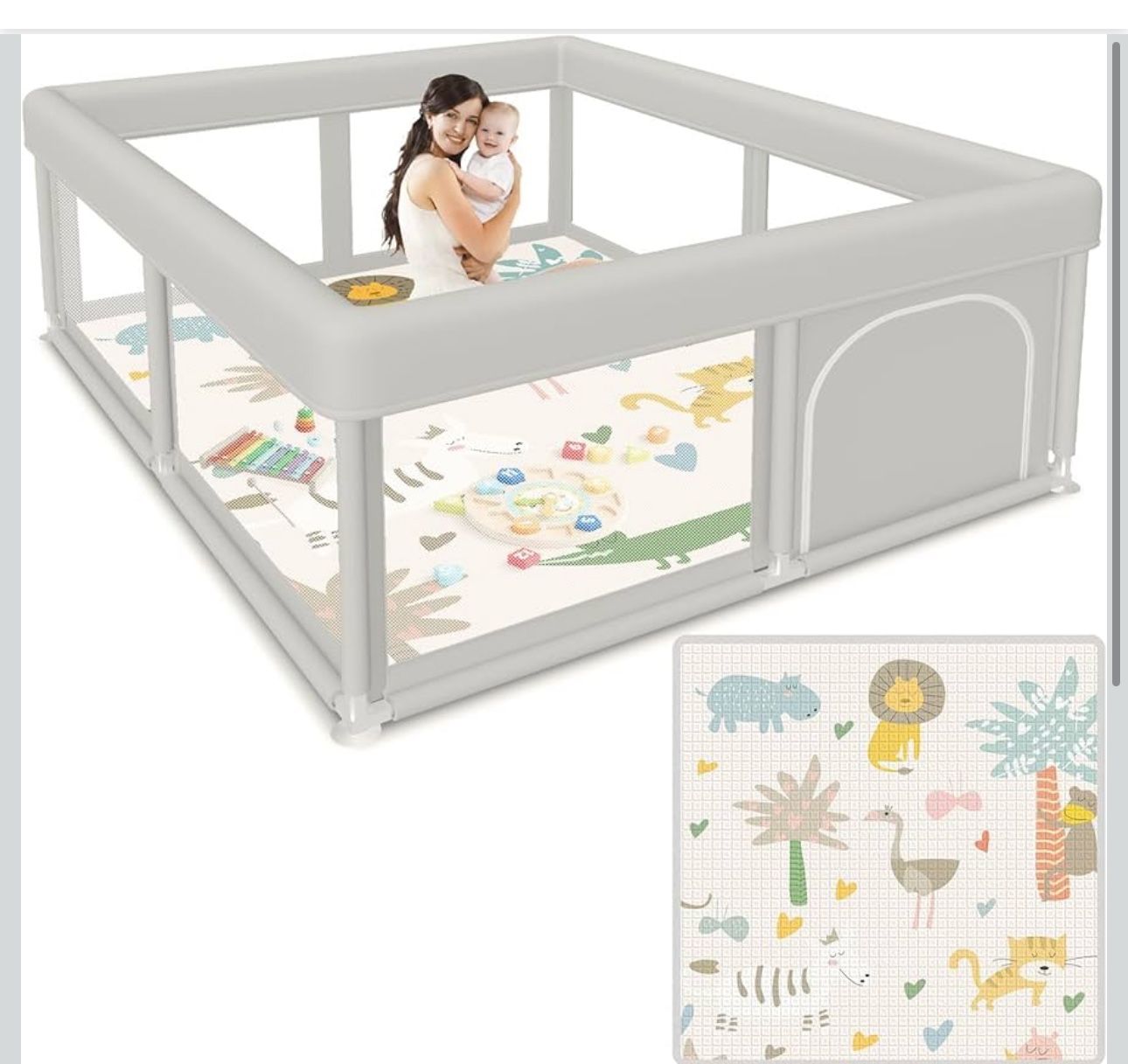 Baby Playpen 50x50 Inch Baby Playpen with Mat