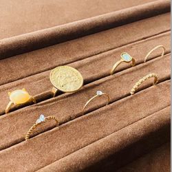 7 Crystal Knuckle Rings Gold Stackable Finger Rings 