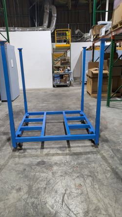 Blue Steel Stackable Warehouse Cart with Posts