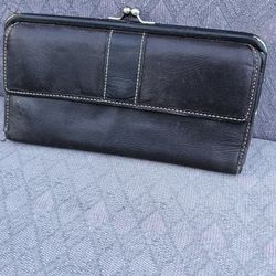 Vintage Coach Wallet Brown Leather Long lock Frame Wallet Coin Purse Used 