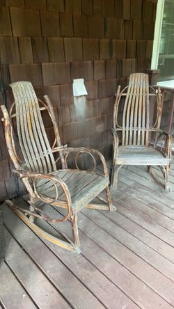Two old wooden rocker chairs