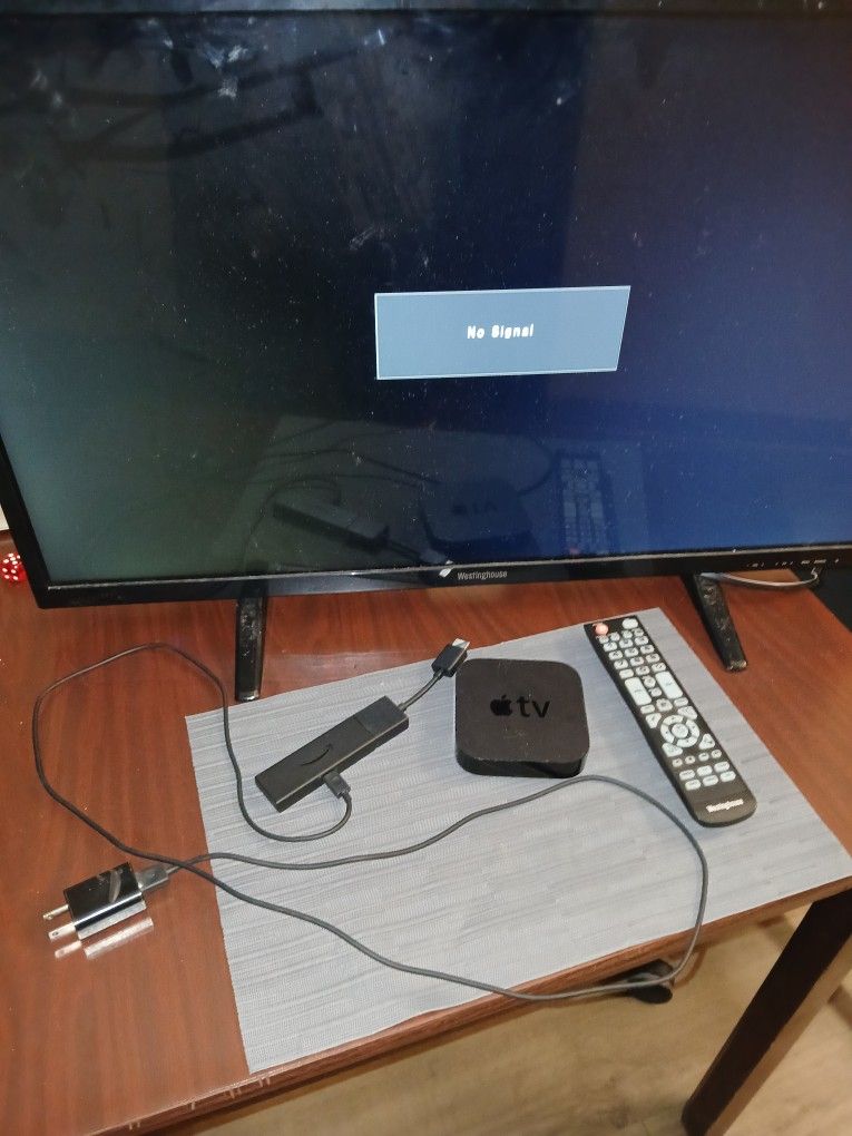 Flat Screen With Choice Of Apple TV Or Firestic First Come First Serve Original Remote As Well