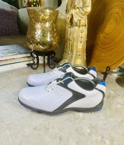 Footjoy Hydrolite Mens 9 W Golf Shoes White Black Blue Leather 50031