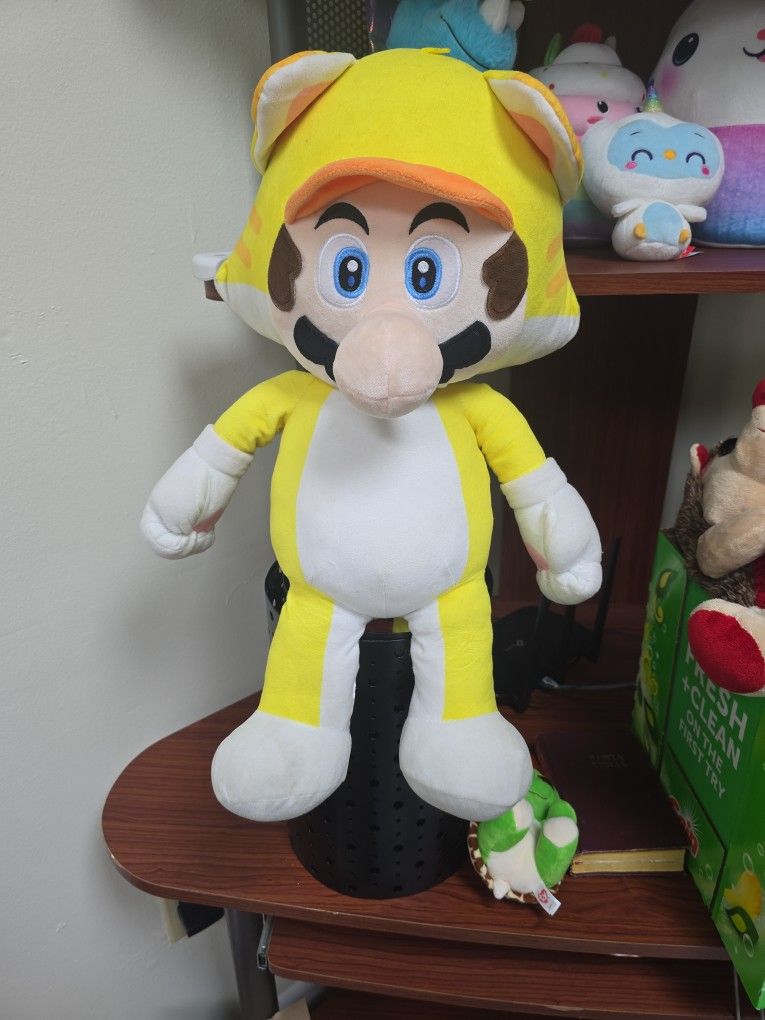 Super Mario 3D World Yellow Cat Suit Jumbo 24" Plush Nintendo Large