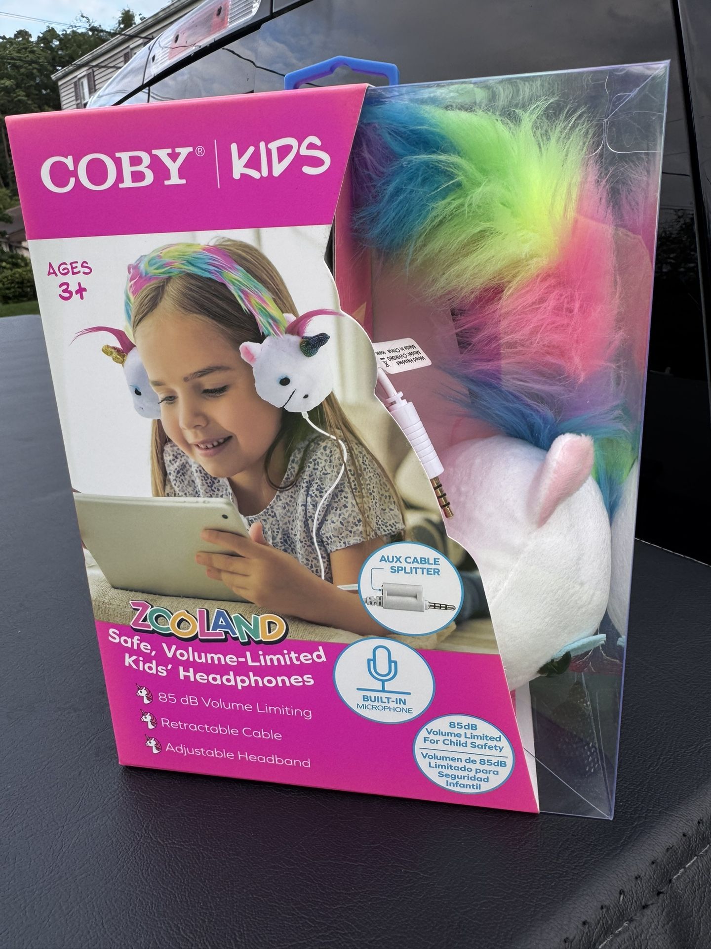 Coby Kids Zooland Safe, Volume-Limited Headphones - Rainbow Unicorn