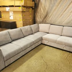 Gray Thomasville Sectional With Sleeper And Storage (New)