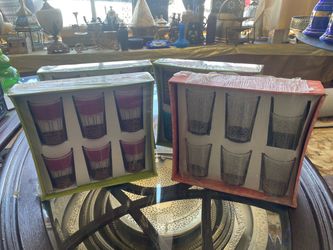 Decorative Glass Tumbler Sets – 2 Boxes