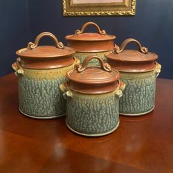 Vintage Royce Yoder Pottery 4-Piece Canister Set