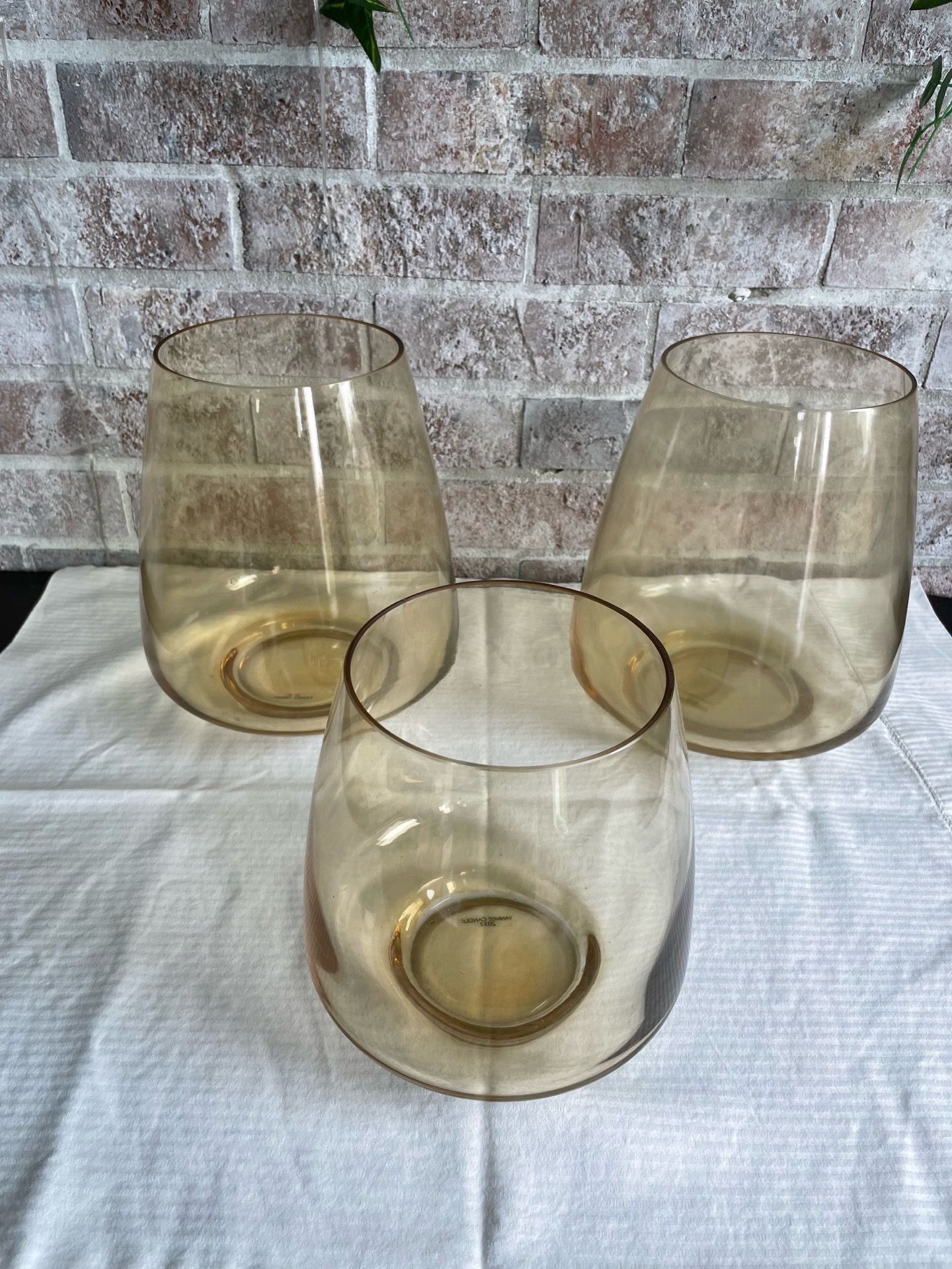 Set of three golden candle globes from Yankee candle