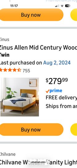 Mid century twin size wood bed