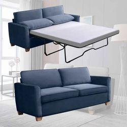 2-in-1 Pull Out Sofa Bed, Velvet Loveseat Sleeper Sofa Bed with Folding Mattress, Pull Out Couch Bed, Queen Size Sleeper Sofa