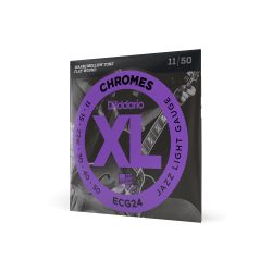 D'Addario Guitar Strings - XL Chromes Electric Guitar Strings - Flat Wound - Polished for Ultra-Smooth Feel and Warm, Mellow Tone - ECG24 - Jazz Light