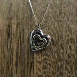 16" Sterling Silver Simple Heart Love Locket Pendant Necklace Vintage