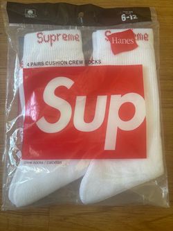 Supreme x Hanes Socks 4 Pack — White 6-12