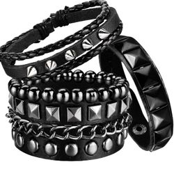 Rock Leather Bracelet 4 Pcs 