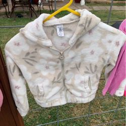 Girls’s Carter’s Brand Floral Sweat Jacket Zipper Up 4T / 4A