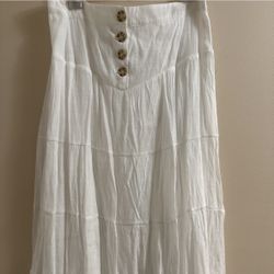 New White Tiered Maxi Skirt by Kings Road
