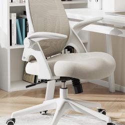 hbada white/beige ergonomic memory foam office desk chair