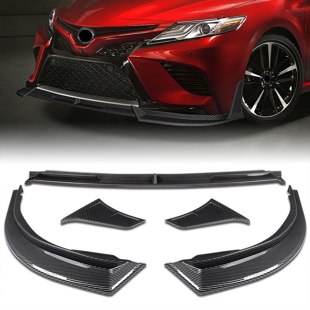 For 2018 2019 2020 Toyota Camry SE XSE Carbon Look Front Bumper Lip Splitter Spoiler -(2-PU-210-PCF