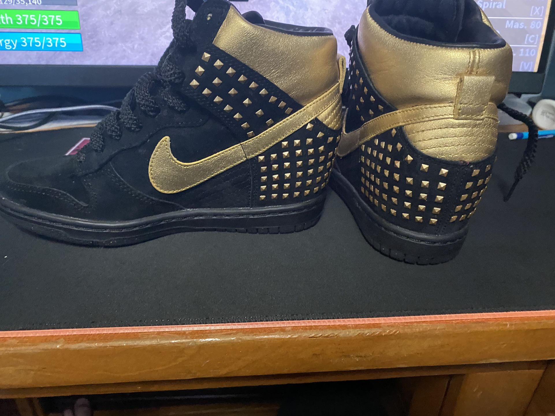 Nike Dunk Sky High Studs QS Black Metallic Gold Women's shoes