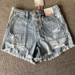 Happily Grey Super High Rise Wedge Shorts Size 1/25 NWT