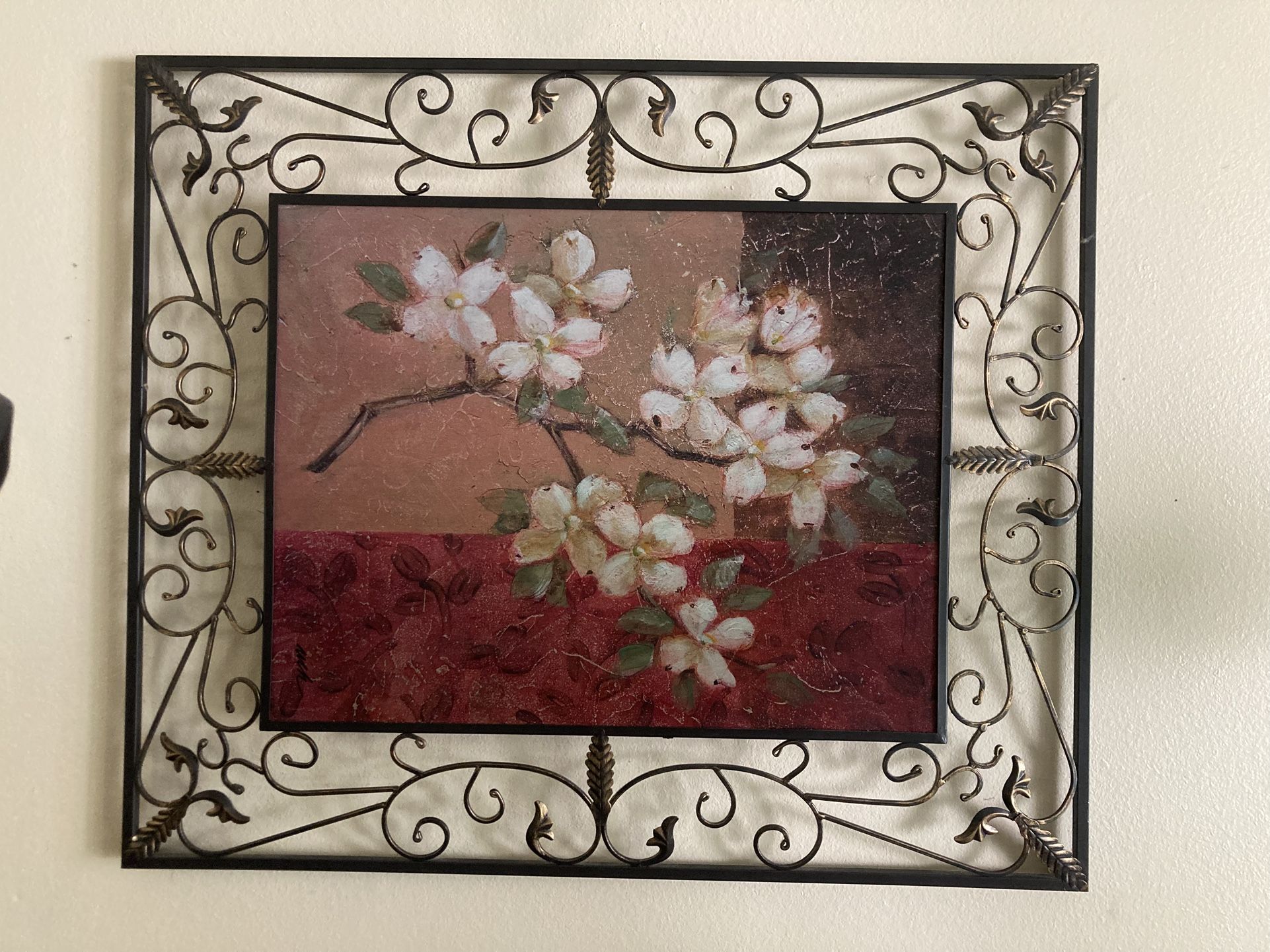 REDUCED Beautiful Hand Painted With Iron Frame