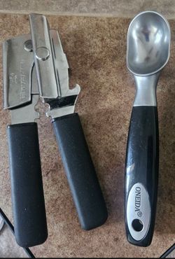 Everyday Living Can Opener; Oneida Ice Cream Scoop; NEVER USED; $3.00 EACH