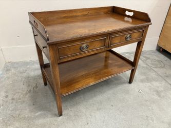 Vintage Campaign Style Solid Wood 2 Tier Serving Cart