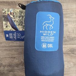 Hidden Wild Double Travel Hammock with Carry Bag Blue New 400lb Capacity
