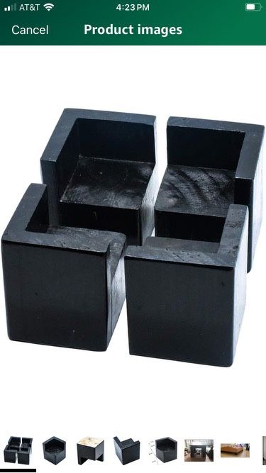 Set of 4 Bed Risers Furniture Square Risers 2 Inches Wooden Heavy Duty Black Bed Lifts