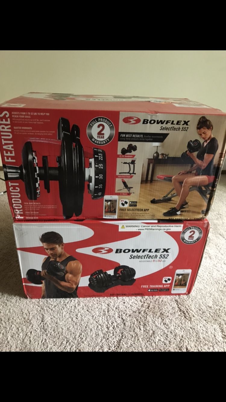 New-in-Box Bowflex SelectTech 552 adjustable dumbbells