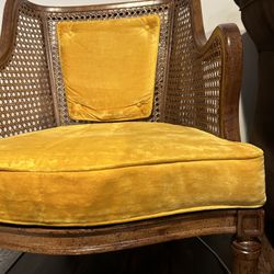 Mid-Century Modern Walnut High Back Cane Arm Chair